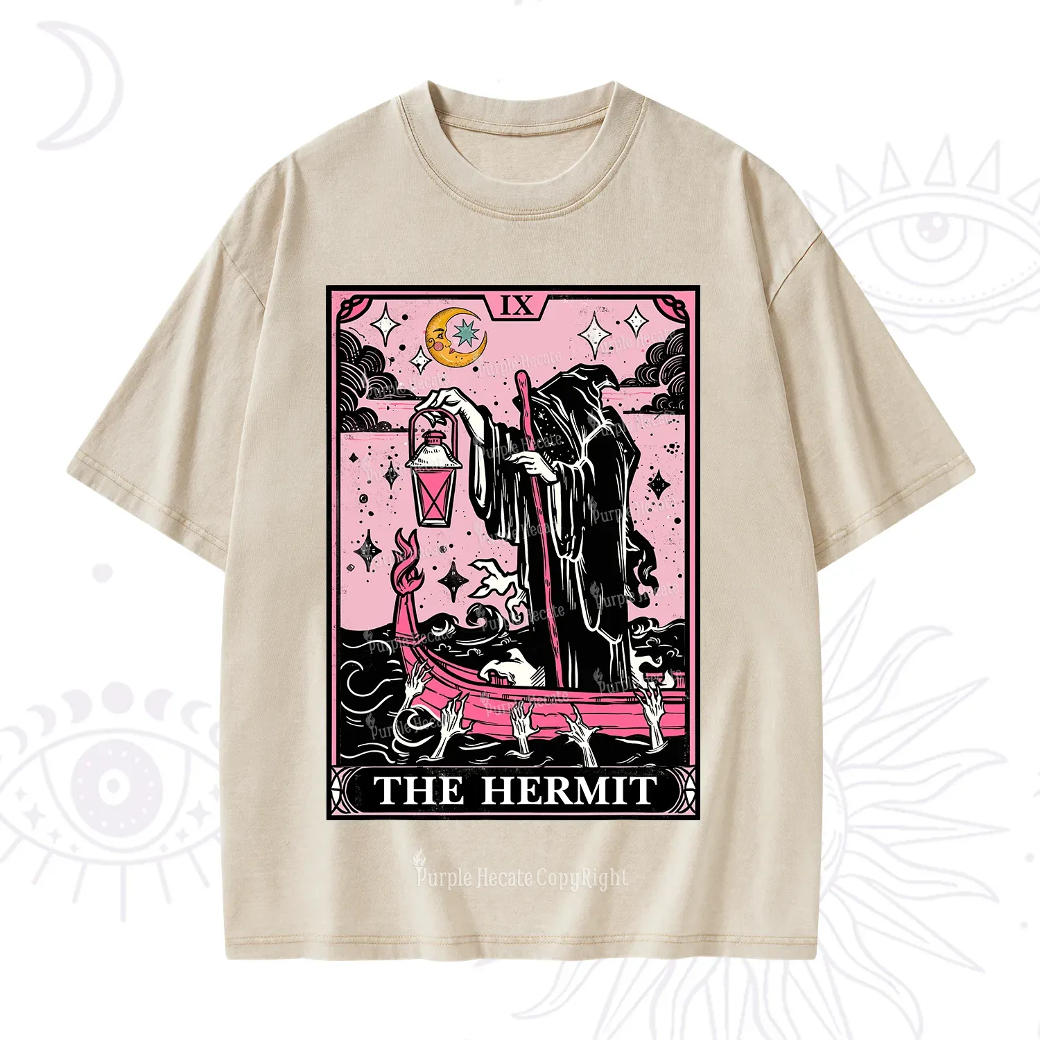 Purplehecate The Hermit Tarot Card Washed T-Shirt