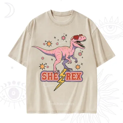 Purplehecate T Rex Dinosaur Girl Washed T-Shirt