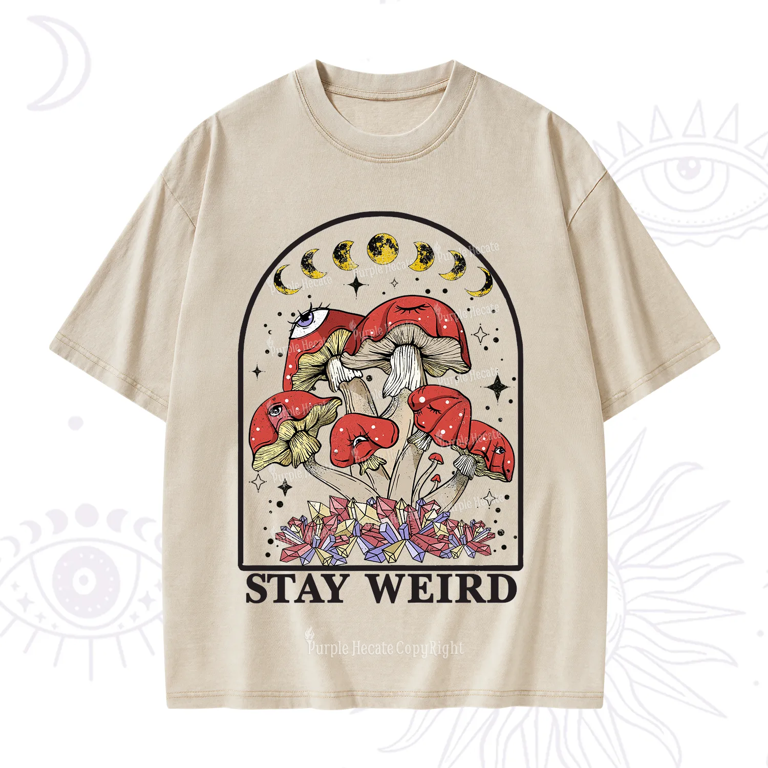 Purplehecate Stay Weird Mushroom Washed T-Shirt