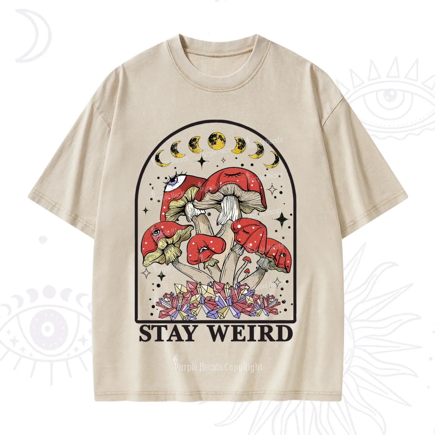 Purplehecate Stay Weird Mushroom Washed T-Shirt