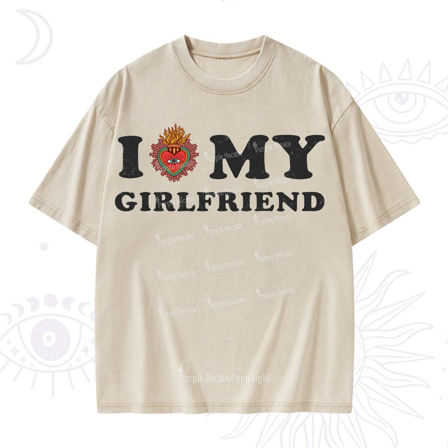 Purplehecate I Love My Boyfriend Valentine Washed T-Shirt