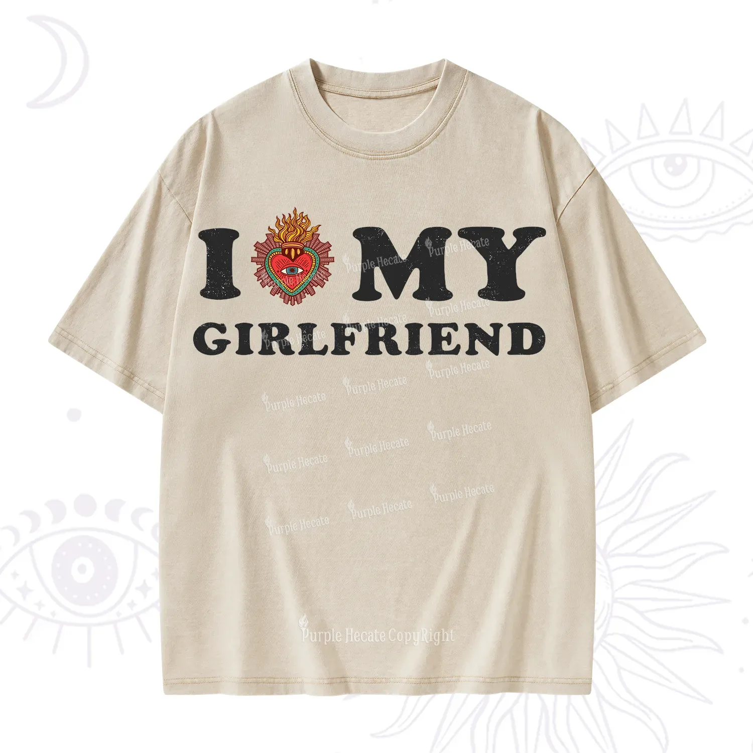Purplehecate I Love My Boyfriend Valentine Washed T-Shirt