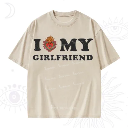 Purplehecate I Love My Boyfriend Valentine Washed T-Shirt