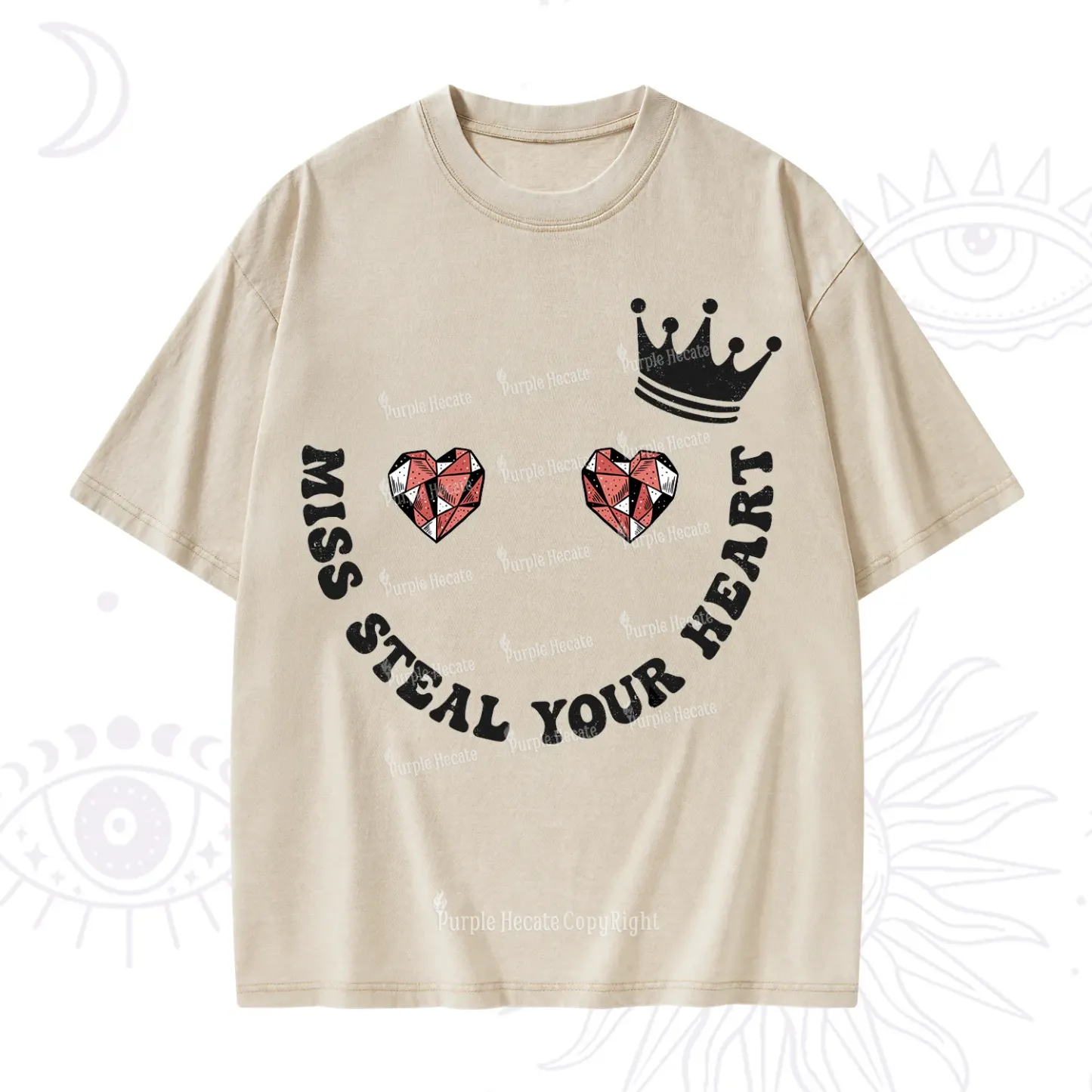 Purplehecate Miss Steal Your Heart Valentine Washed T-Shirt