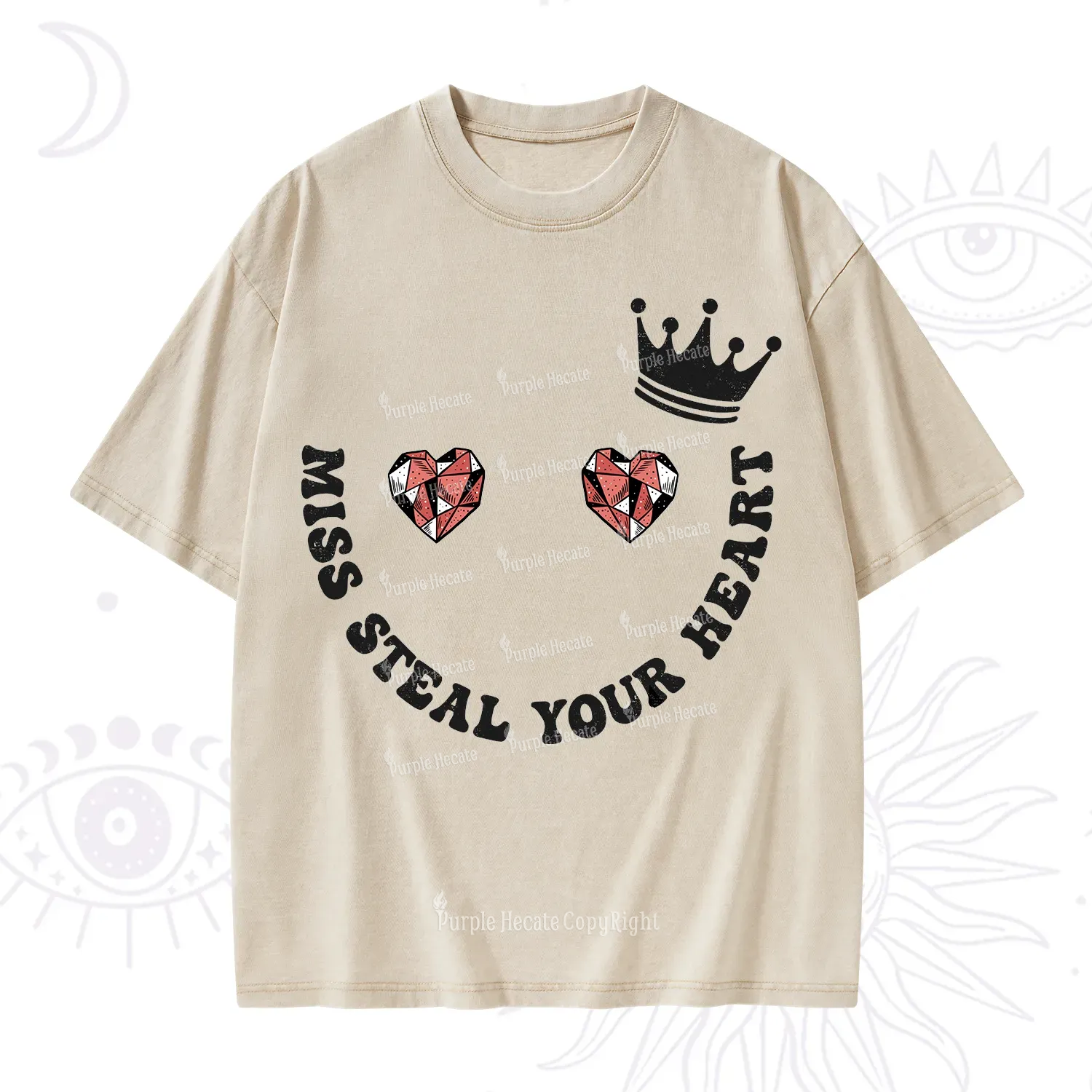 Purplehecate Miss Steal Your Heart Valentine Washed T-Shirt