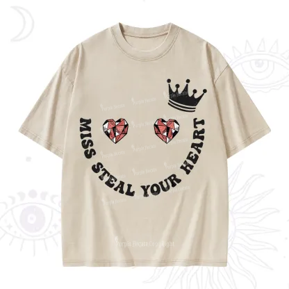 Purplehecate Miss Steal Your Heart Valentine Washed T-Shirt