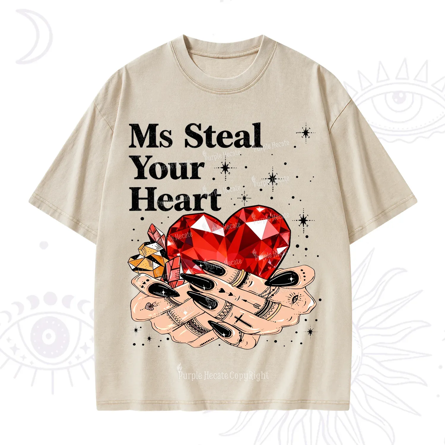 Purplehecate Ms Steal Your Heart Valentine Washed T-Shirt