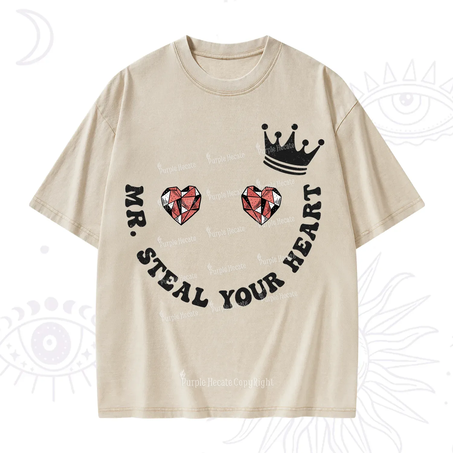 Purplehecate Mr Steal Your Heart Valentine Washed T-Shirt