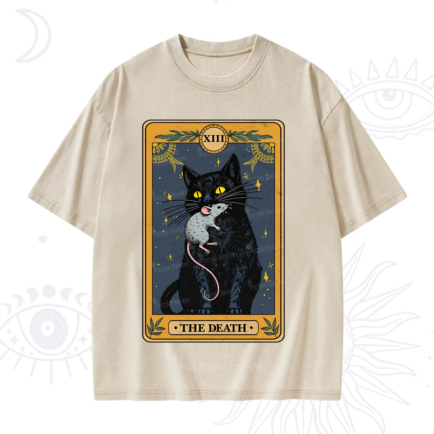Purplehecate The Death Tarot Cat Washed T-Shirt