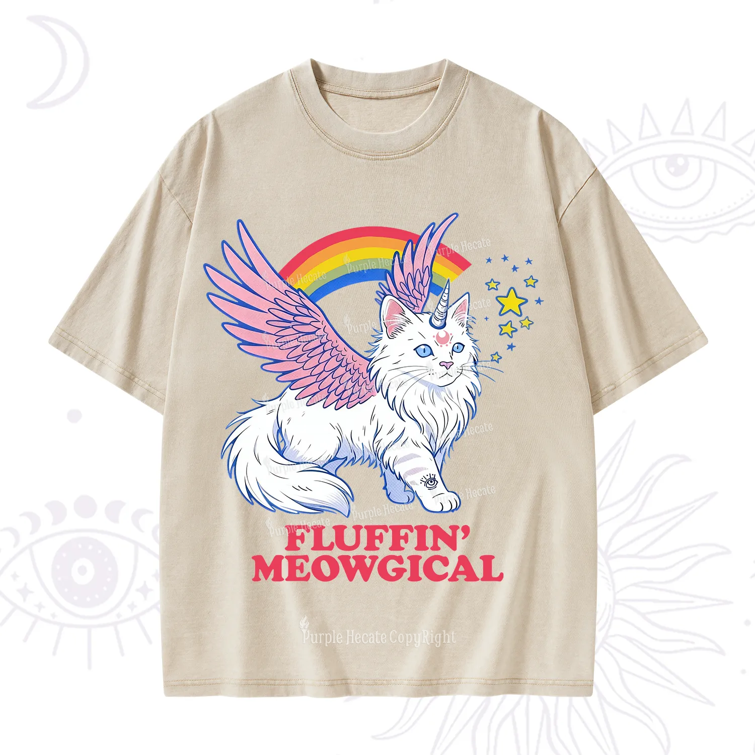 Purplehecate Fluffin Meowgical Washed T-Shirt