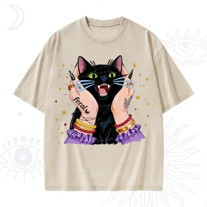 Purplehecate Feral Cat Magic Washed T-Shirt