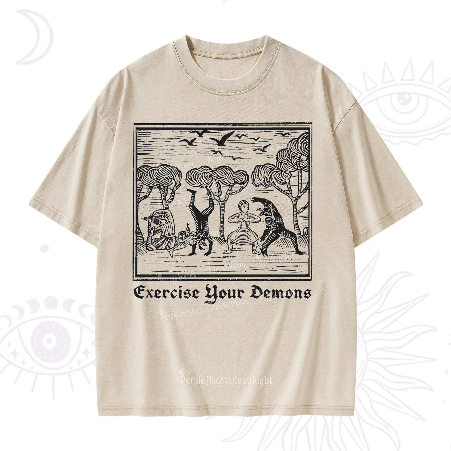 Purplehecate Exercise Your Demons Washed T-Shirt