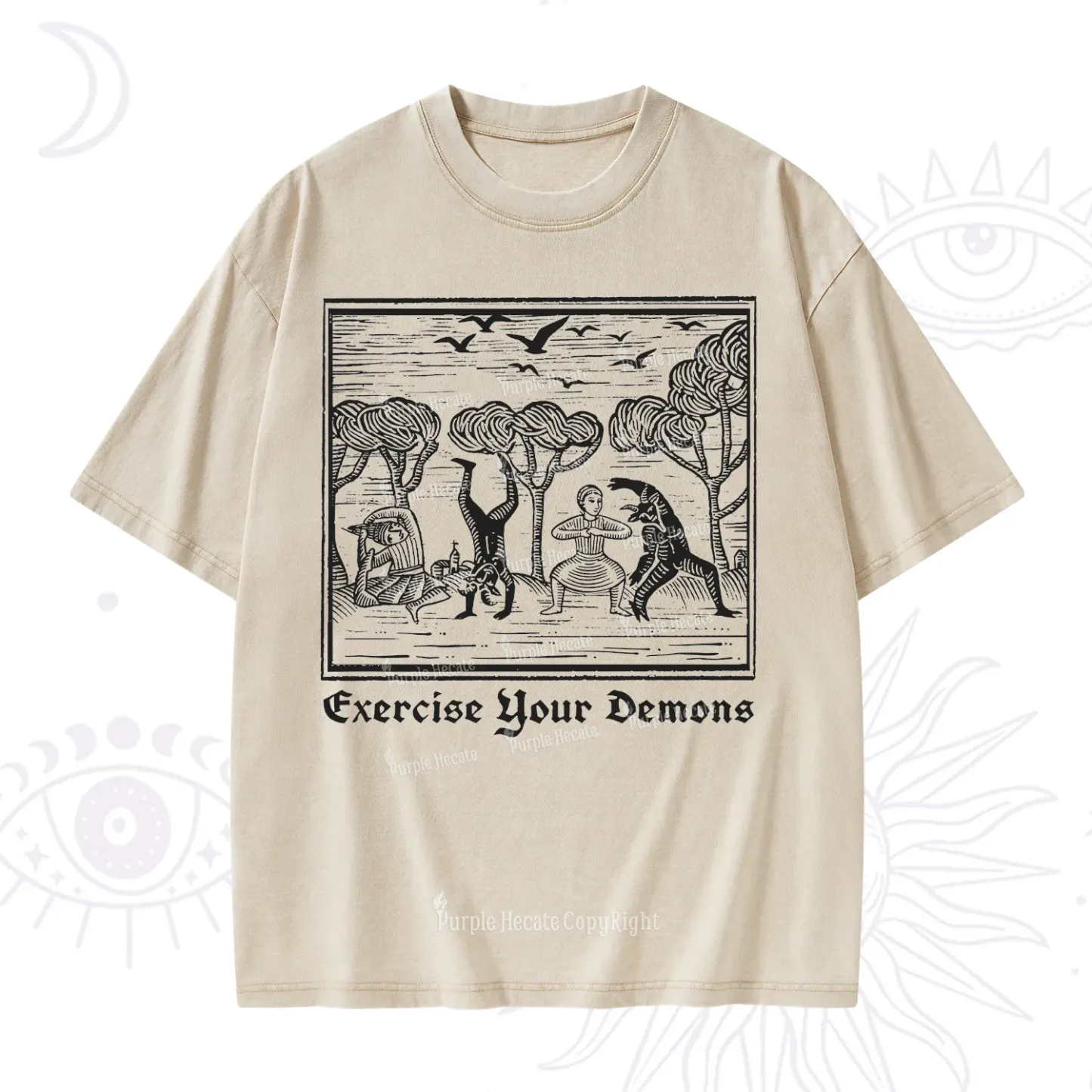 Purplehecate Exercise Your Demons Washed T-Shirt