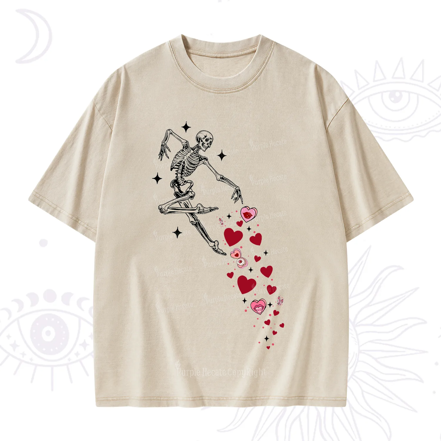 Purplehecate Dancing Skeleton of Love Valentine Washed T-Shirt