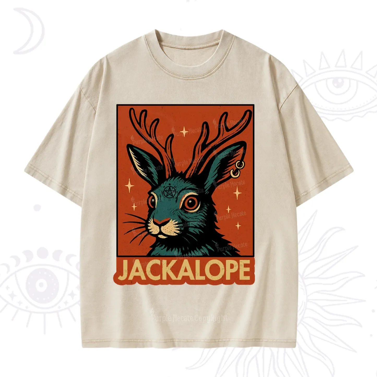 Purplehecate Funny Jackalope Washed T-Shirt