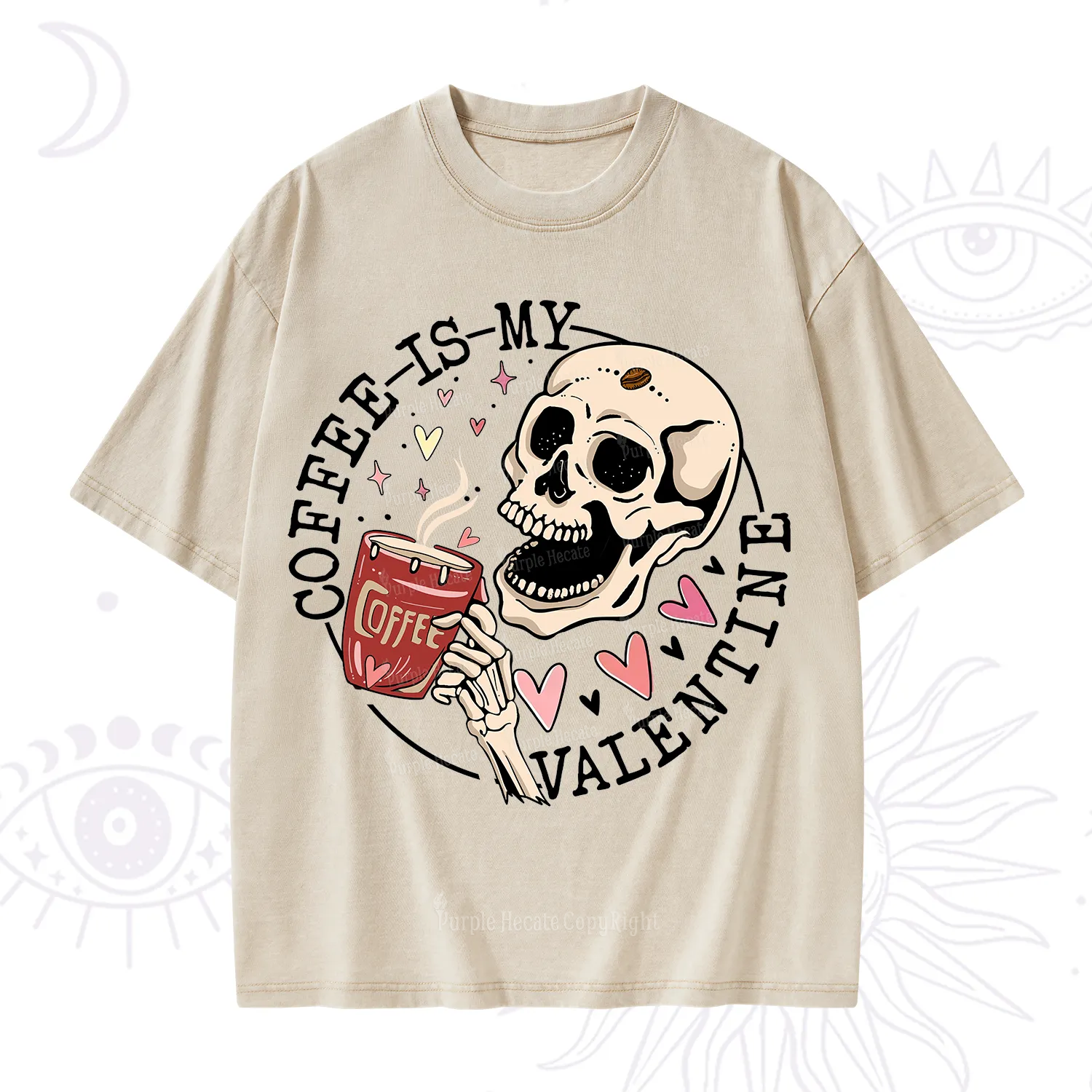 Purplehecate Coffee Is My Valentine Washed T-Shirt