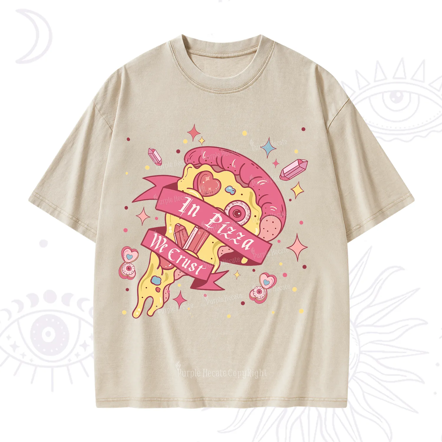 Purplehecate In Pizza We Crust Valentine Washed T-Shirt