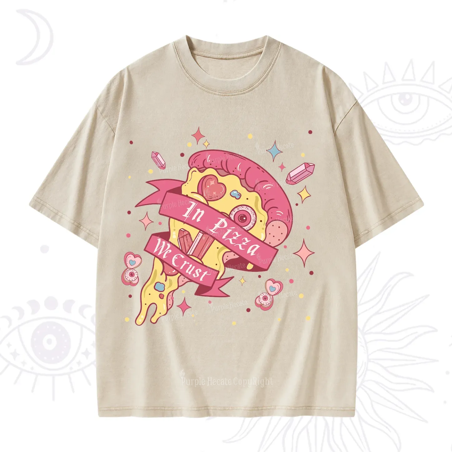 Purplehecate In Pizza We Crust Valentine Washed T-Shirt