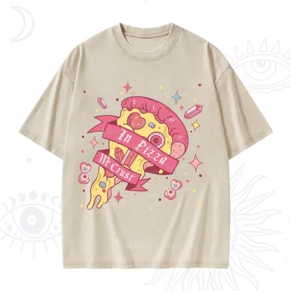 Purplehecate In Pizza We Crust Valentine Washed T-Shirt