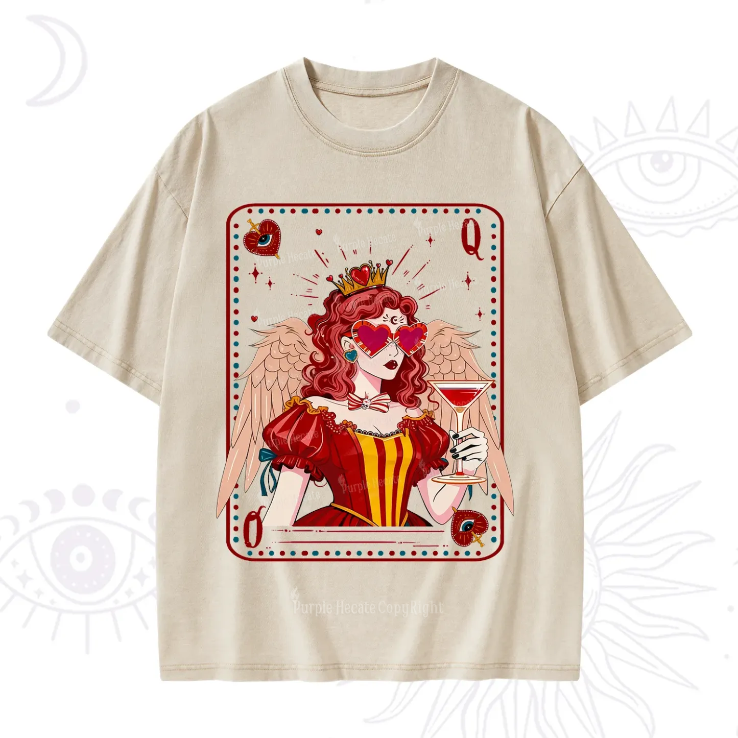 Purplehecate Queen of Hearts Angel Graphic Washed T-Shirt
