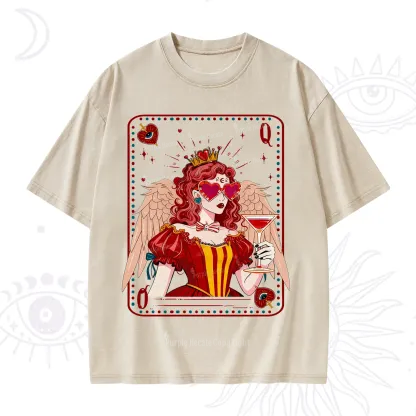 Purplehecate Queen of Hearts Angel Graphic Washed T-Shirt