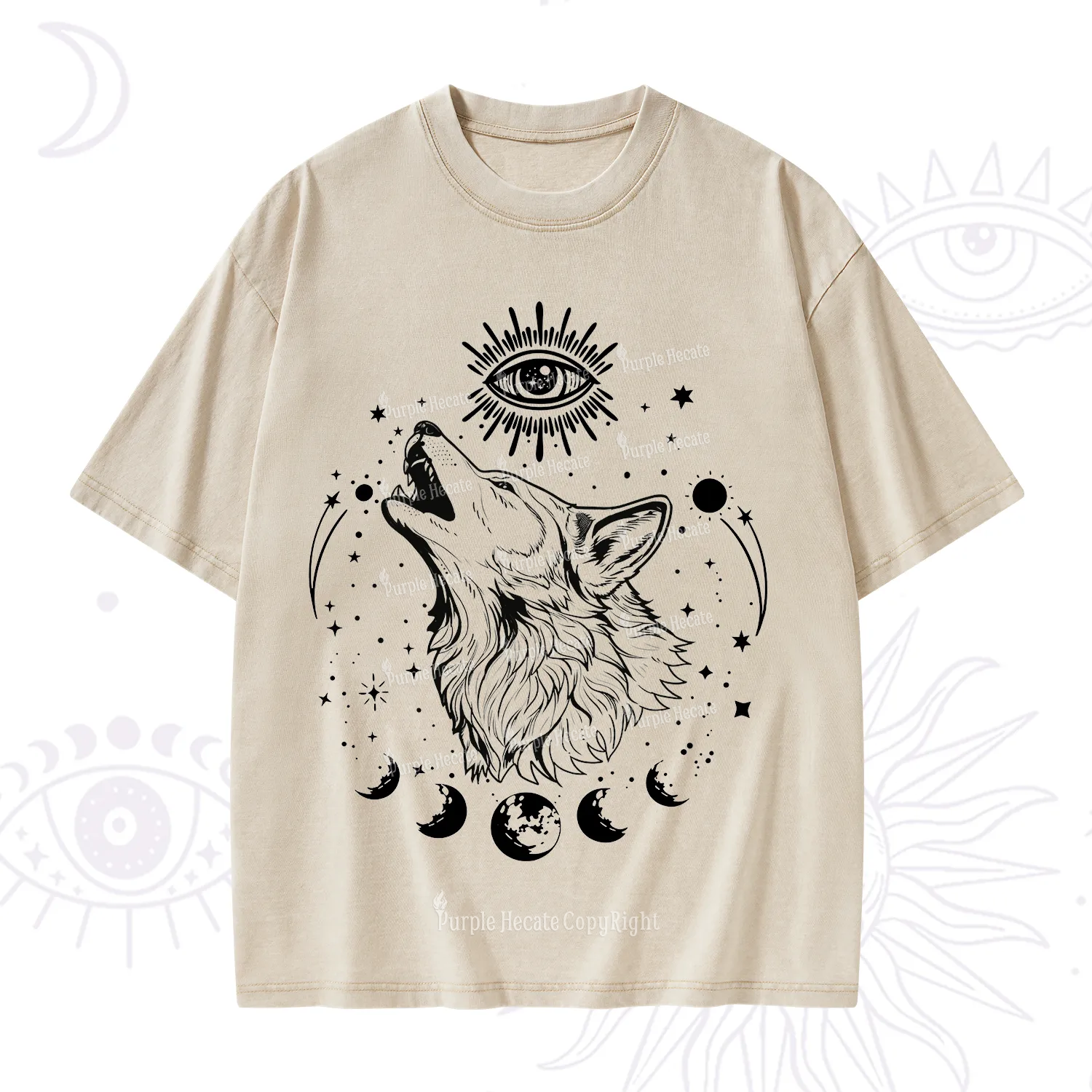 Purplehecate Howling Wolf Washed T-Shirt