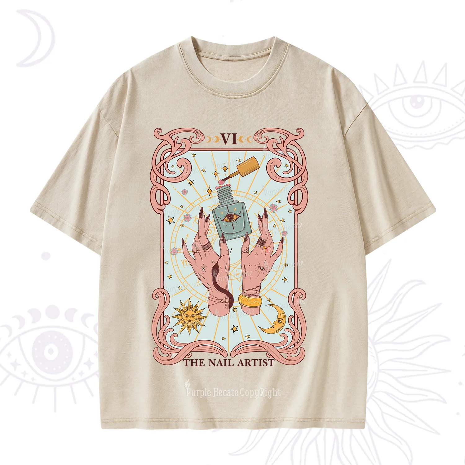 Purplehecate The Nail Artist Tarot Washed T-Shirt