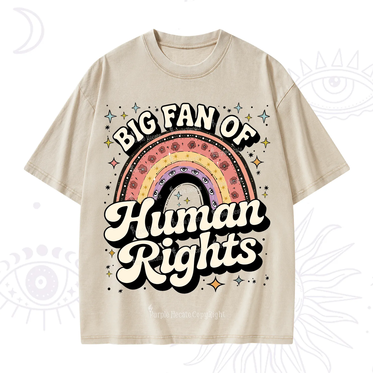 Purplehecate Big Fan Of Human Rights Rainbow Washed T-Shirt