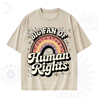 Purplehecate Big Fan Of Human Rights Rainbow Washed T-Shirt