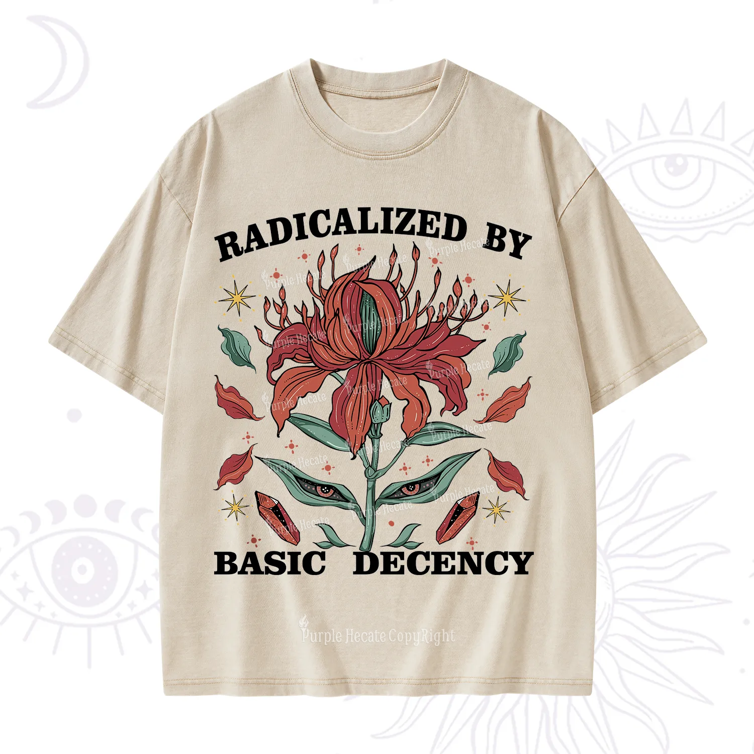 Purplehecate Radicalized By Basic Decency Washed T-Shirt