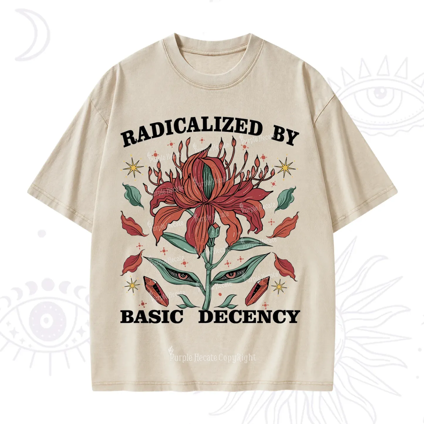 Purplehecate Radicalized By Basic Decency Washed T-Shirt