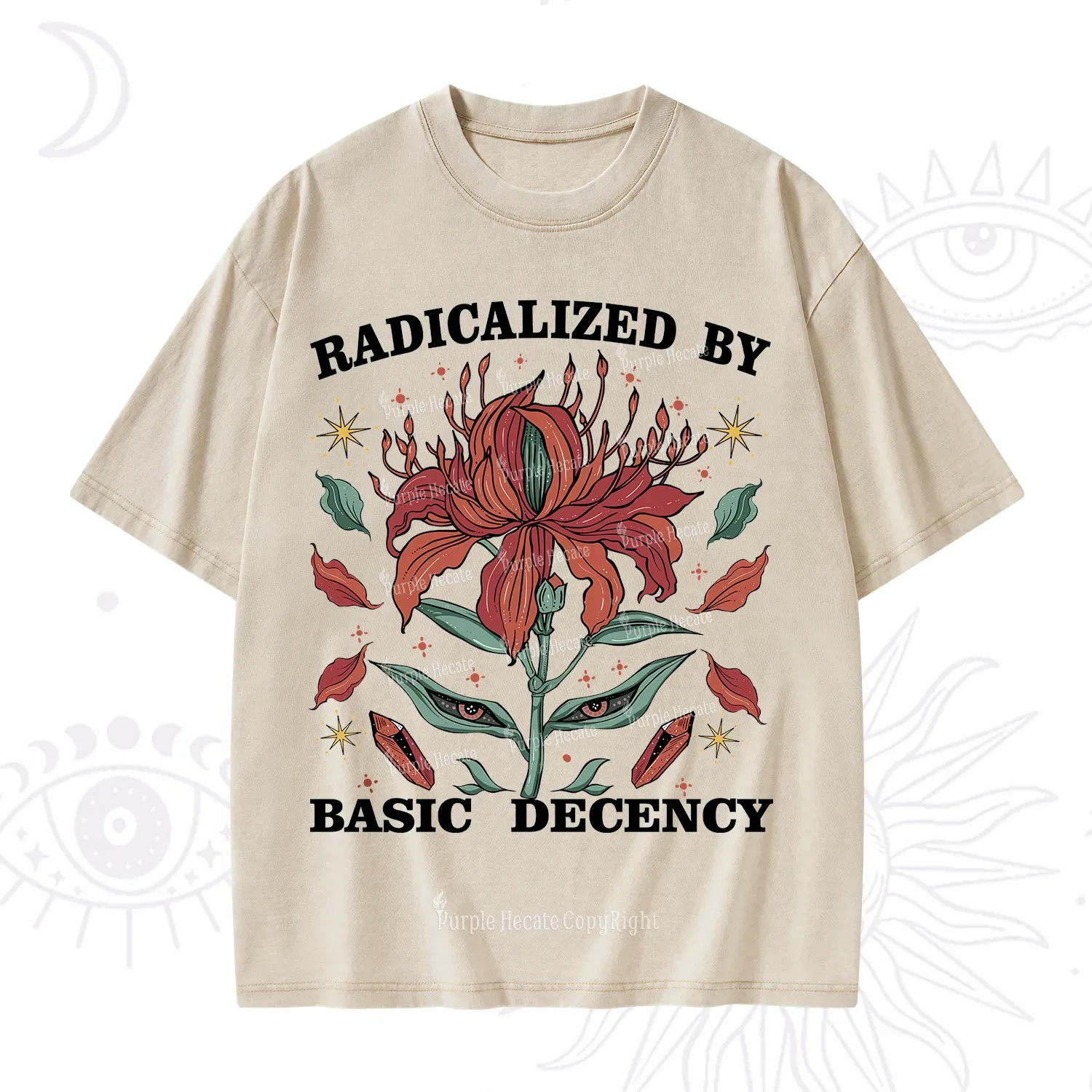 Purplehecate Radicalized By Basic Decency Washed T-Shirt