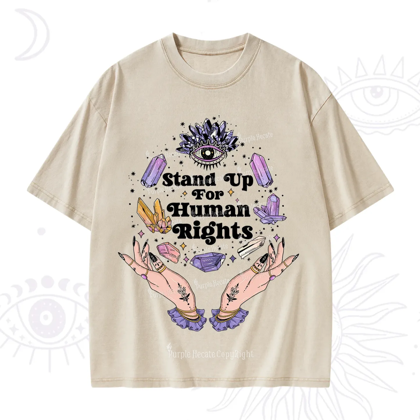 Purplehecate Stand Up For Human Rights Washed T-Shirt