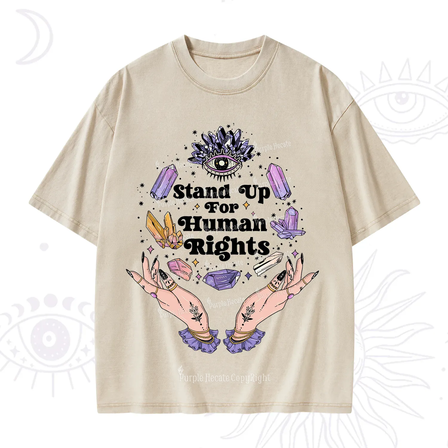 Purplehecate Stand Up For Human Rights Washed T-Shirt