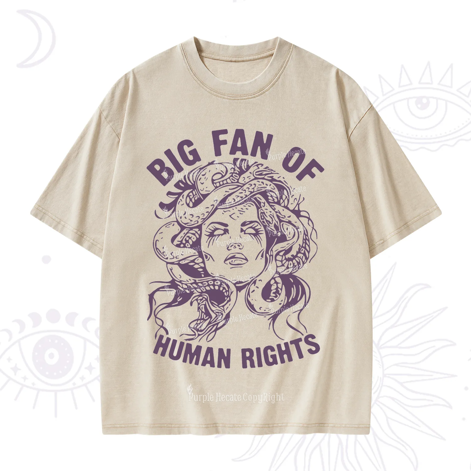 Purplehecate Big Fan of Human Rights Washed T-Shirt