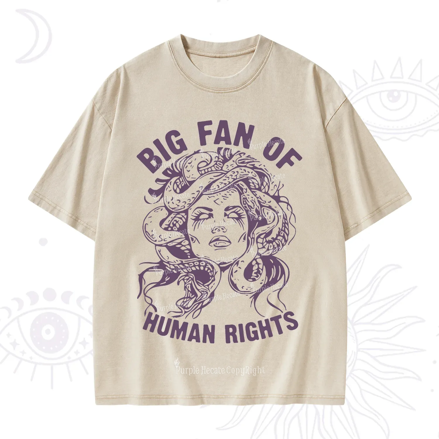 Purplehecate Big Fan of Human Rights Washed T-Shirt