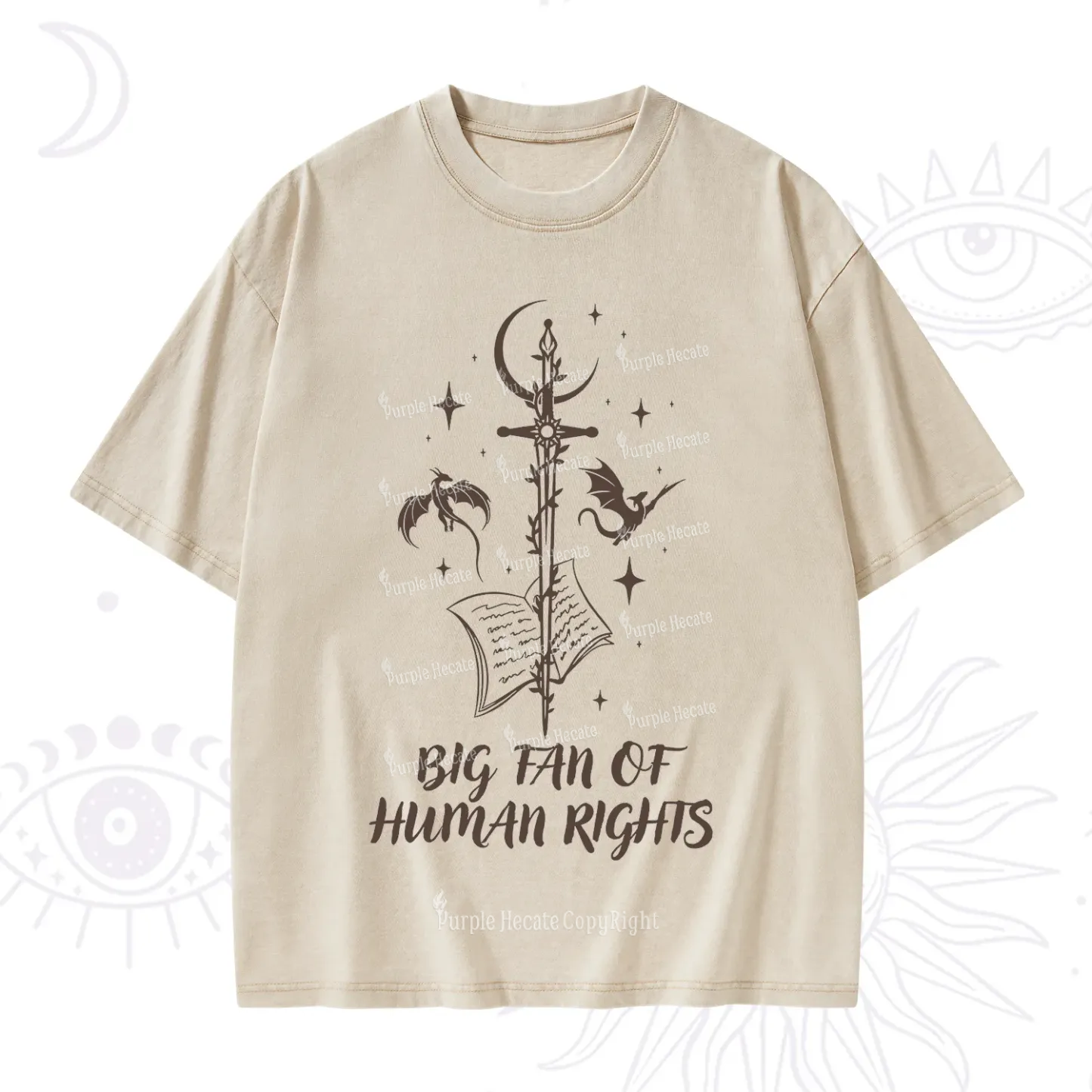 Purplehecate Big Fan Of Human Rights Washed T-Shirt