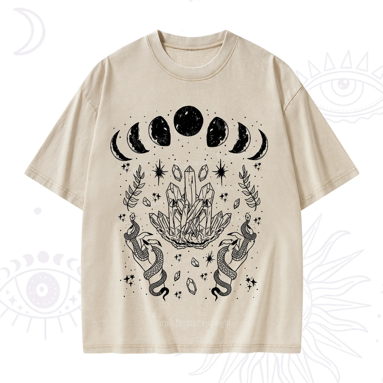 Purplehecate Serpents of the Moon Washed T-Shirt