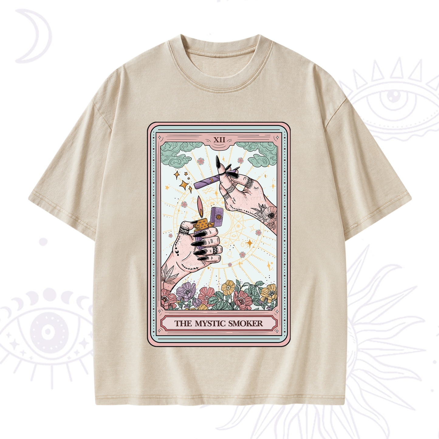 Purplehecate The Mystic Smoker Tarot Card Washed T-Shirt
