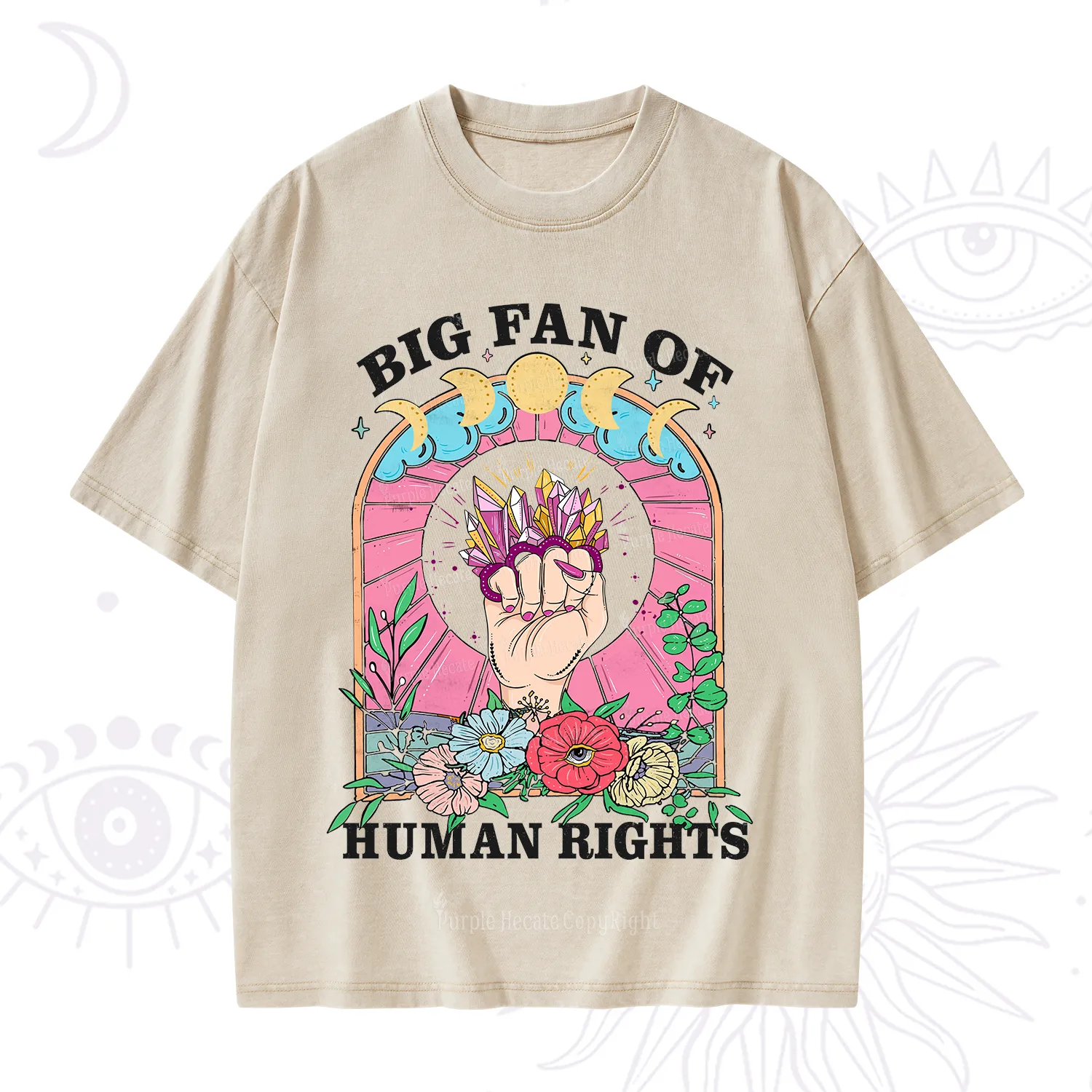 Purplehecate Big Fan of Human Rights Washed T-Shirt