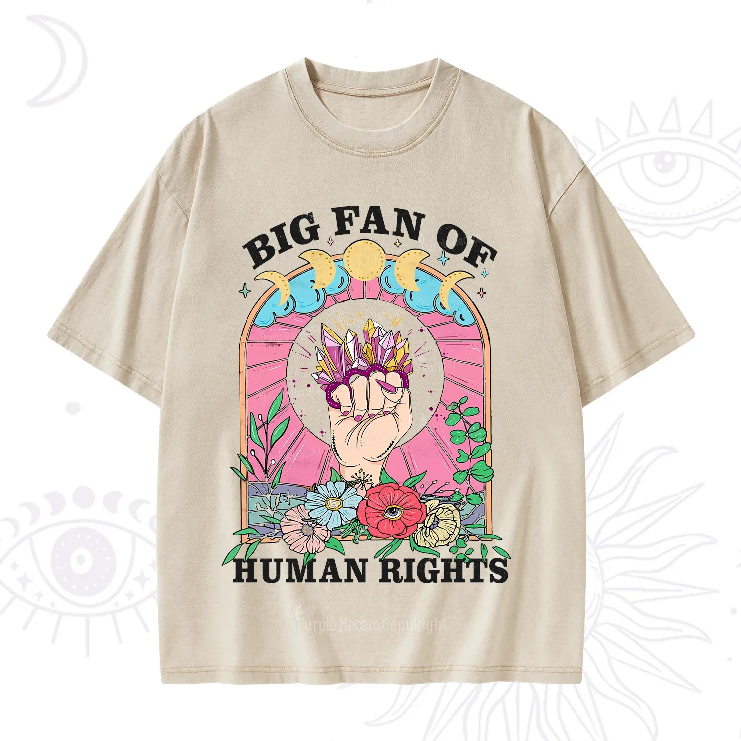 Purplehecate Big Fan of Human Rights Washed T-Shirt