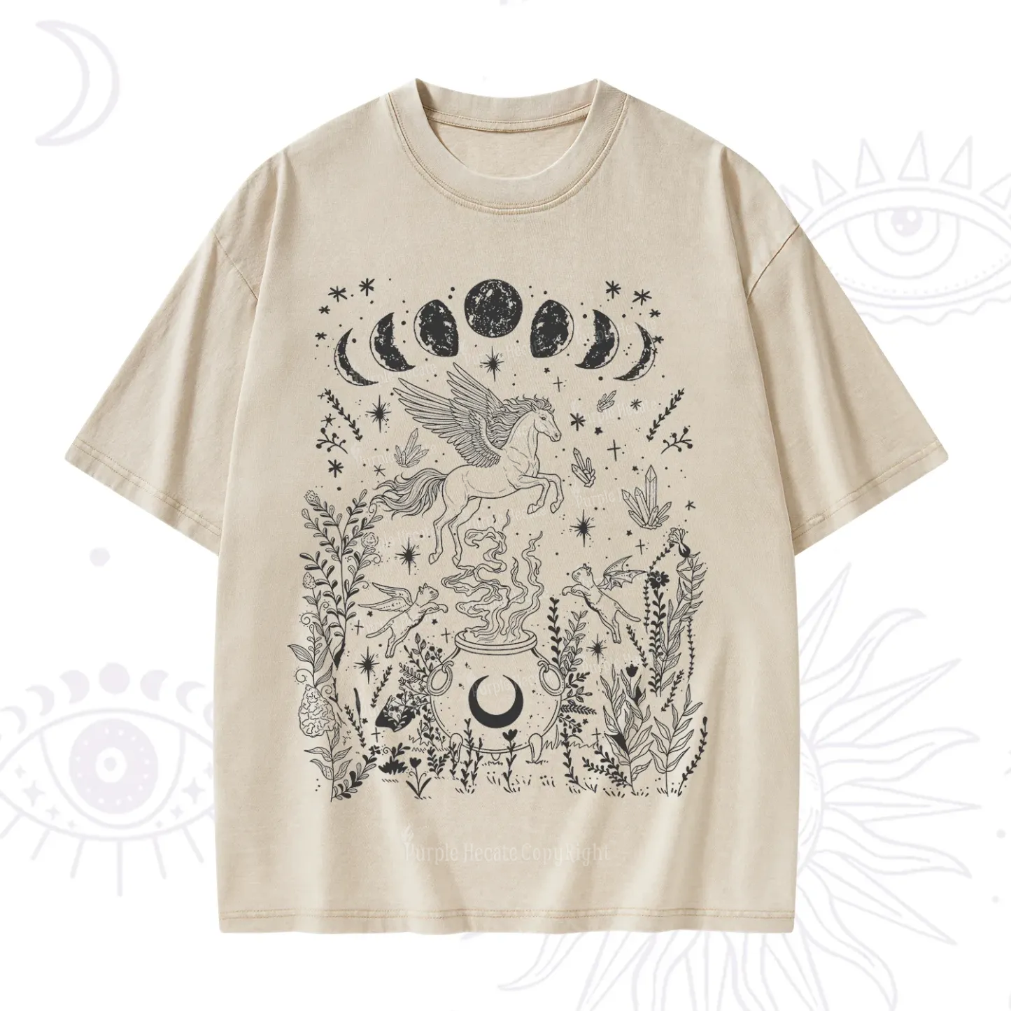 Purplehecate Celestial Pegasus Washed T-Shirt