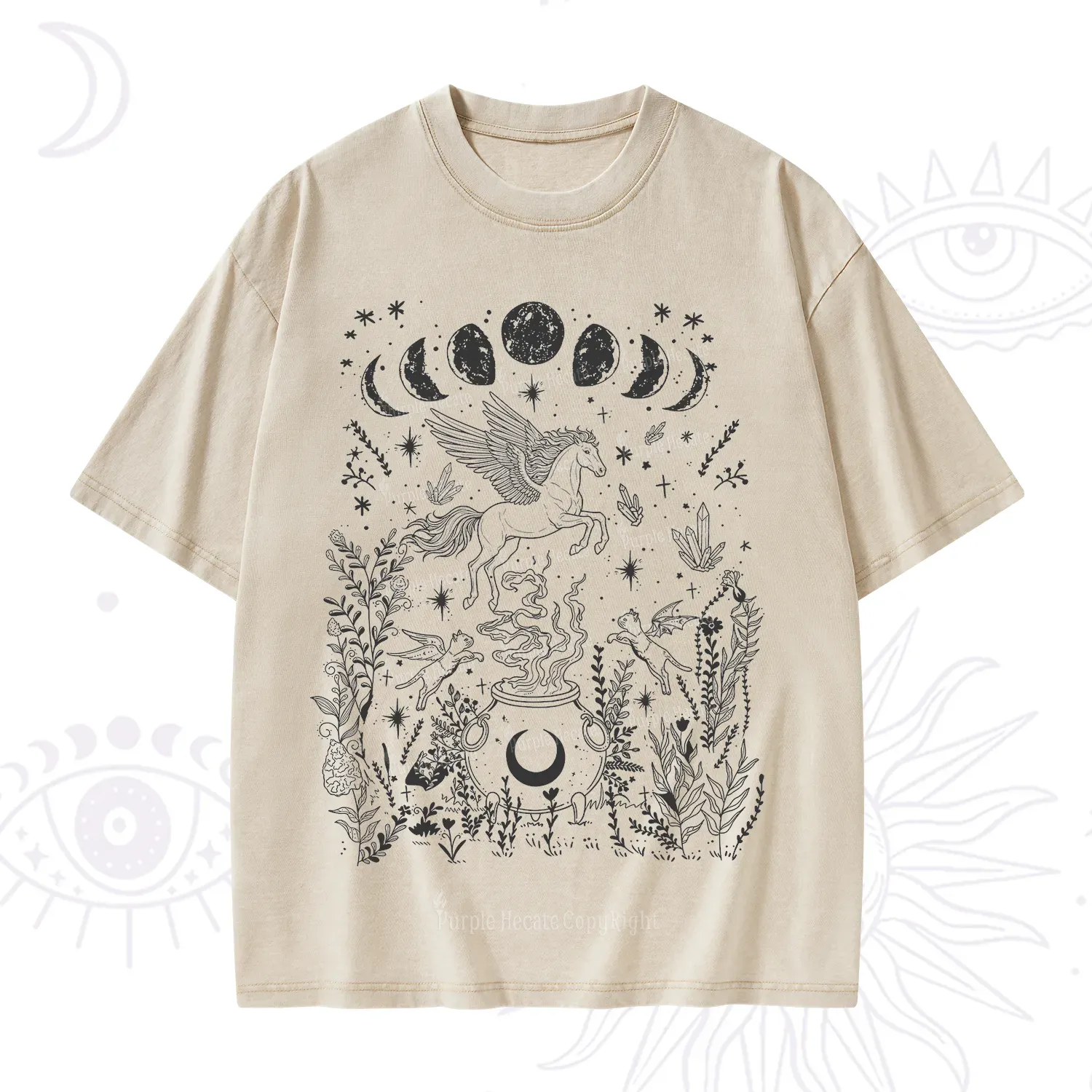 Purplehecate Celestial Pegasus Washed T-Shirt