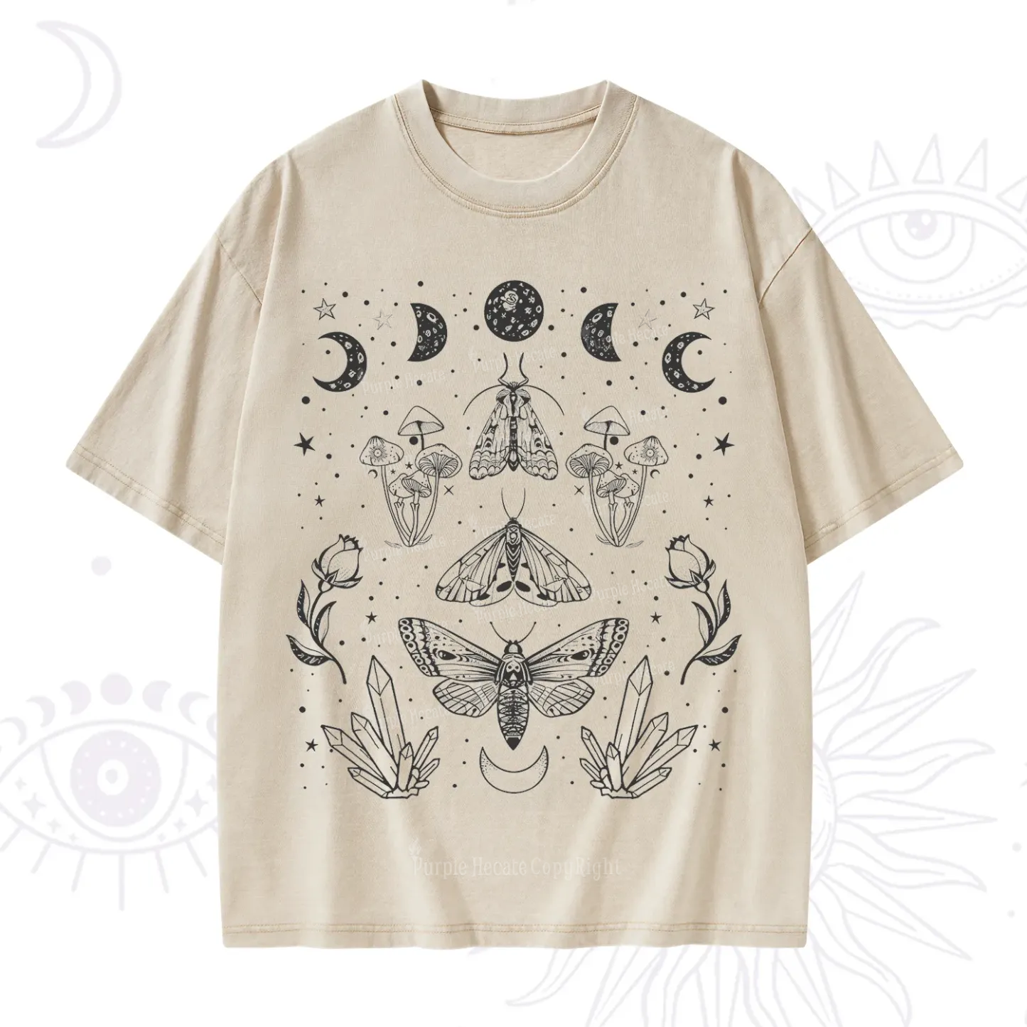 Purplehecate Mystical Moth Washed T-Shirt