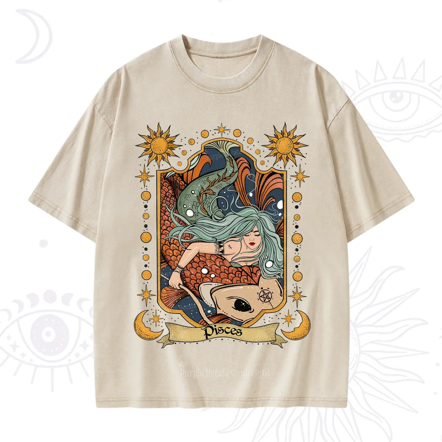 Purplehecate Mystic Pisces Zodiac Washed T-Shirt