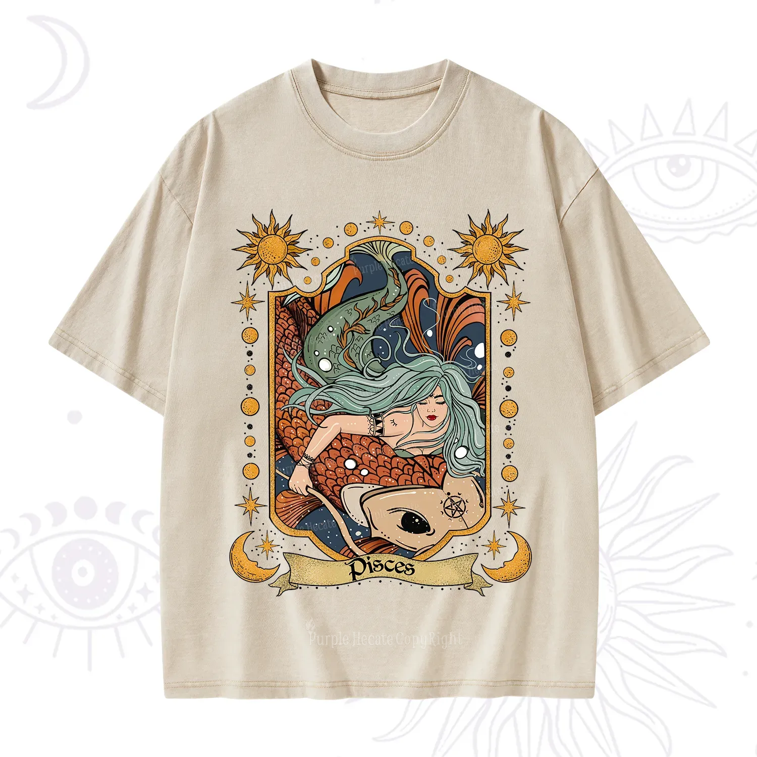 Purplehecate Mystic Pisces Zodiac Washed T-Shirt