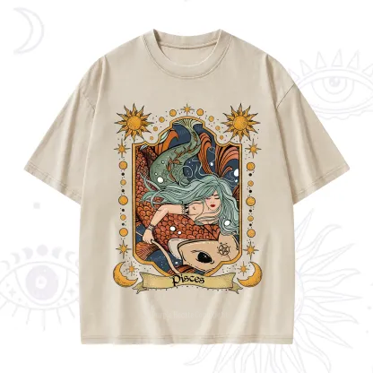 Purplehecate Mystic Pisces Zodiac Washed T-Shirt