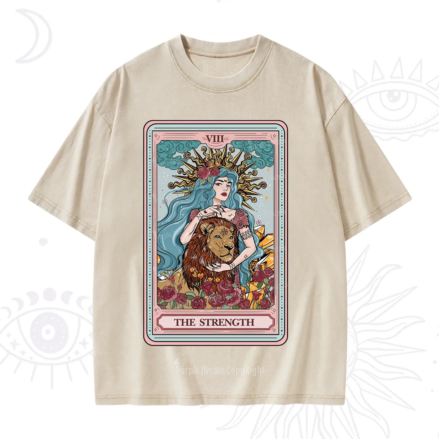 Purplehecate The Strength Tarot Card Washed T-Shirt