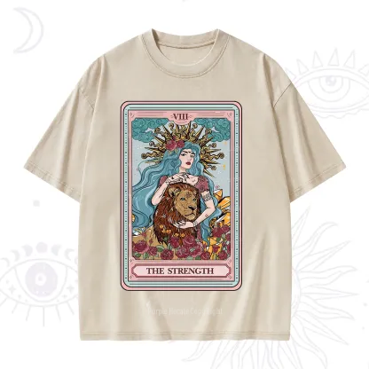 Purplehecate The Strength Tarot Card Washed T-Shirt