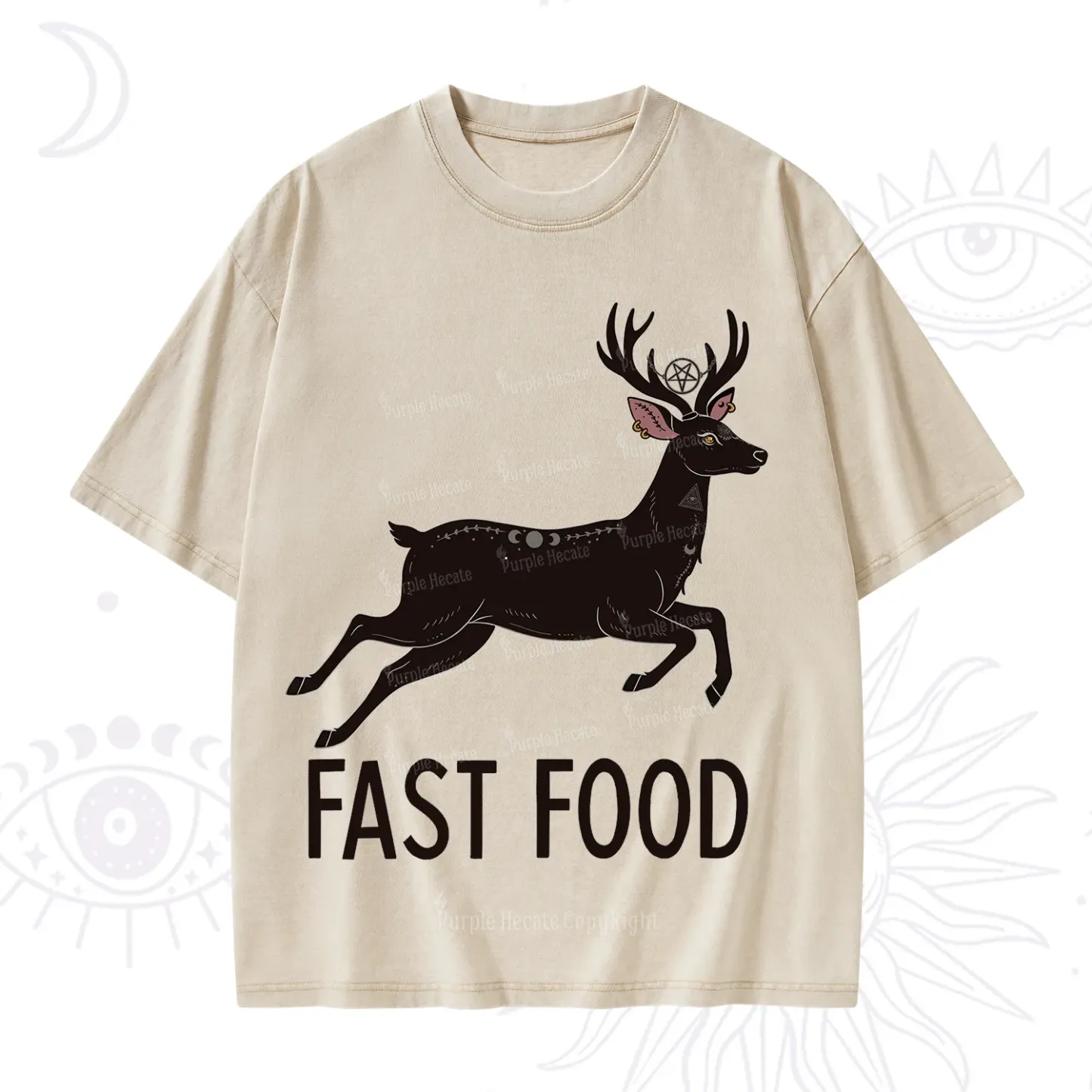 Purplehecate Fast Food Deer Washed T-Shirt